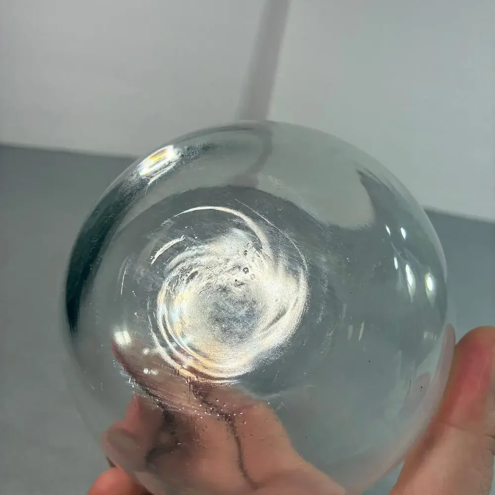 Clear Glass Flower Vase 7 Inch Flared Rim Bulbous Round Base Floral Centerpiece